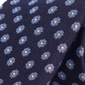 Blue Floral Wool & Silk Tie - thumbnail image 1