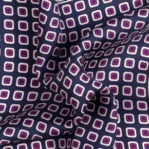 Blue & Purple Arabesque Pattern Italian 100% Silk Pocket Square - 0