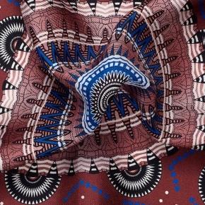 Brown & Blue Multi Pattern Italian 100% Silk Pocket Square - thumbnail image 1