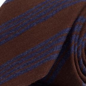 Dark Brown & Blue Wool & Silk Tie - 0