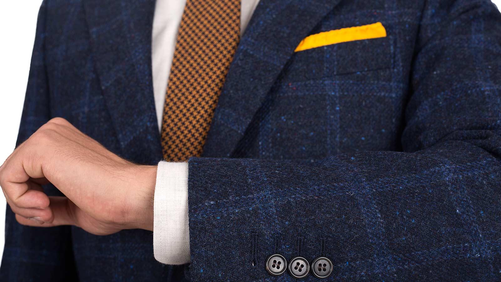 Blue Check Blue Shetland Tweed Suit - slider image 1