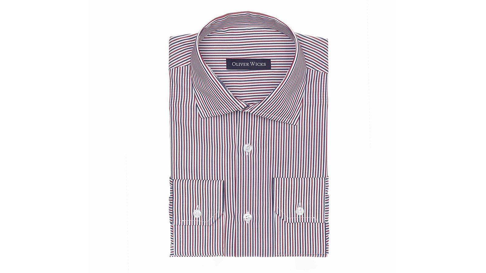 Red & Blue Stripe Cotton Shirt - slider image 