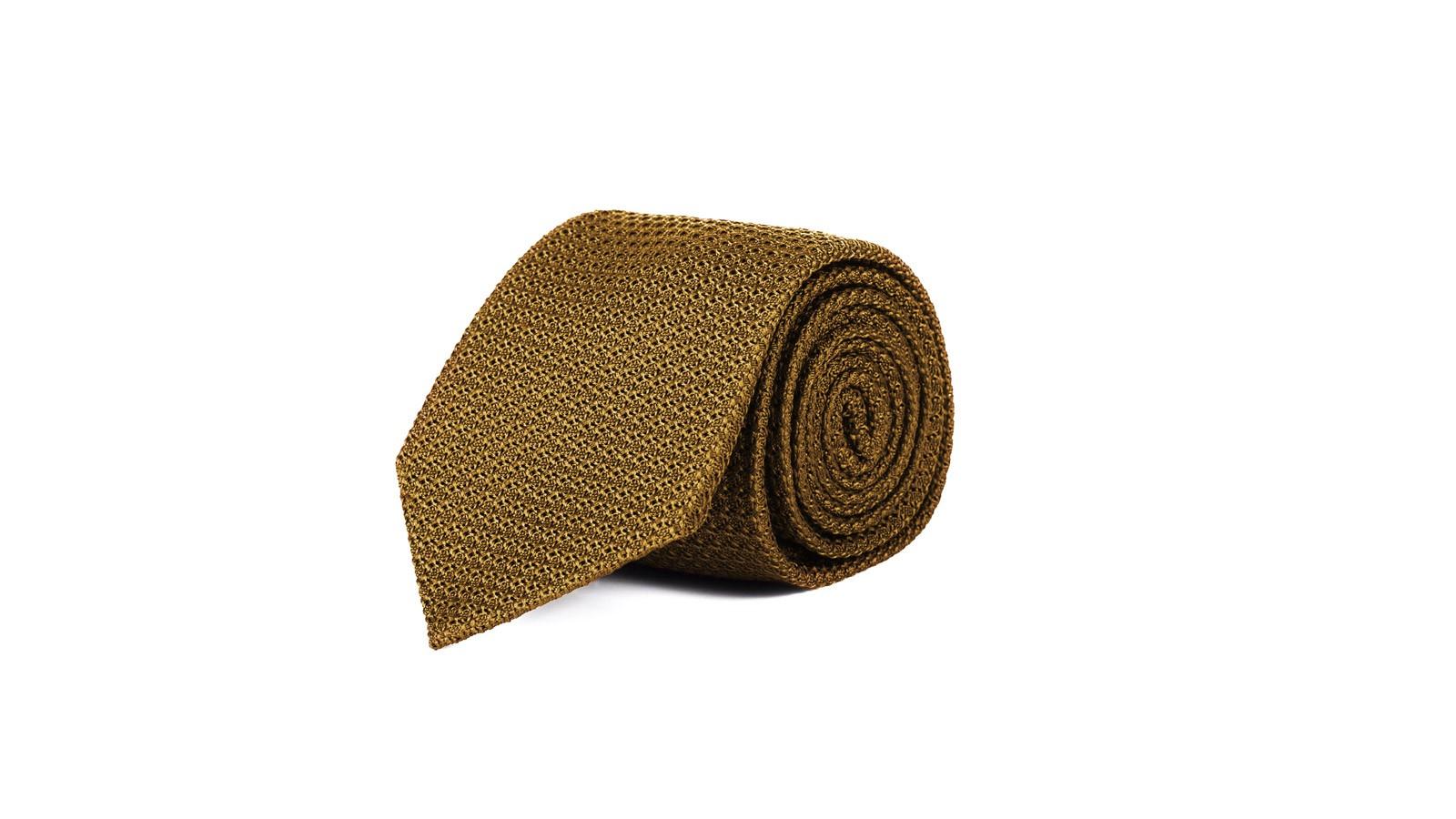 Mustard 100% Grenadine Silk Tie - slider image 