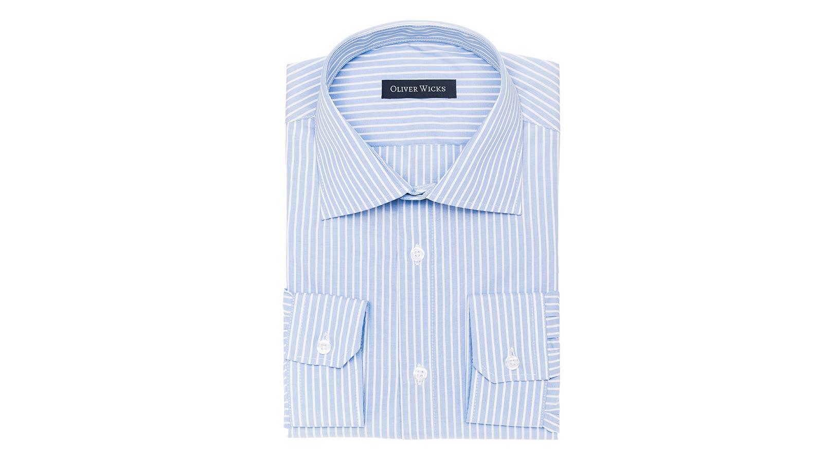 White Striped Blue Cotton Shirt - Oliver Wicks