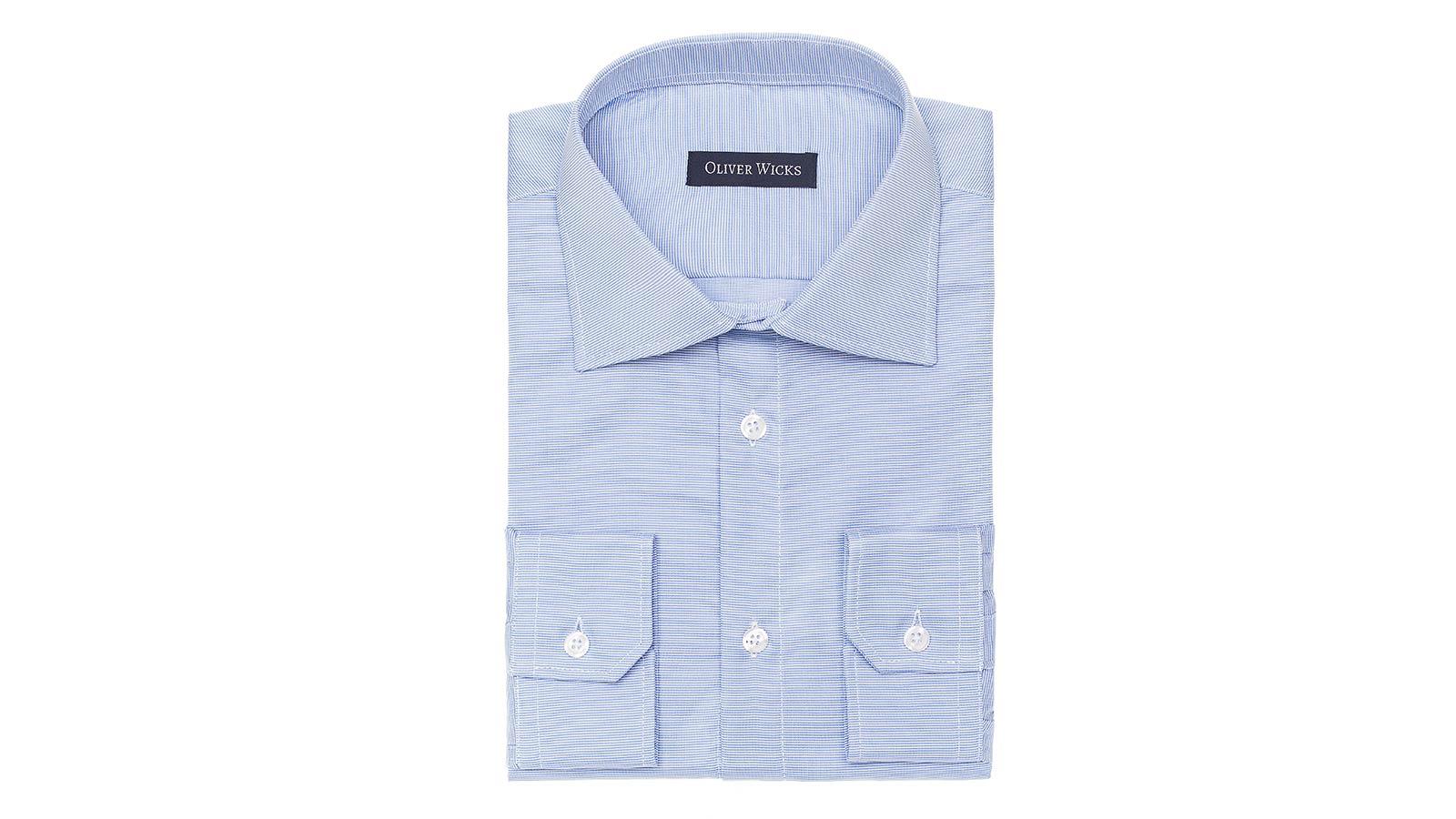 Light Blue Two-Ply Cotton Dobby Shirt - Oliver Wicks