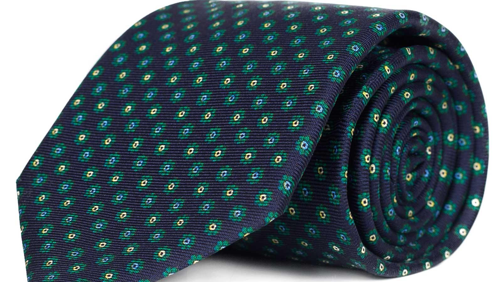 Navy Floral 28 Momme Silk Tie - slider image 