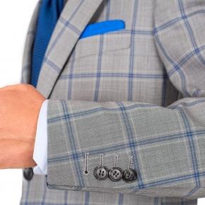 Vendetta Premium Blue Check Grey Blazer - 0
