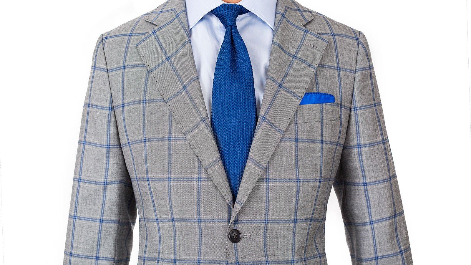 Vendetta Premium Blue Check Grey Suit - Oliver Wicks