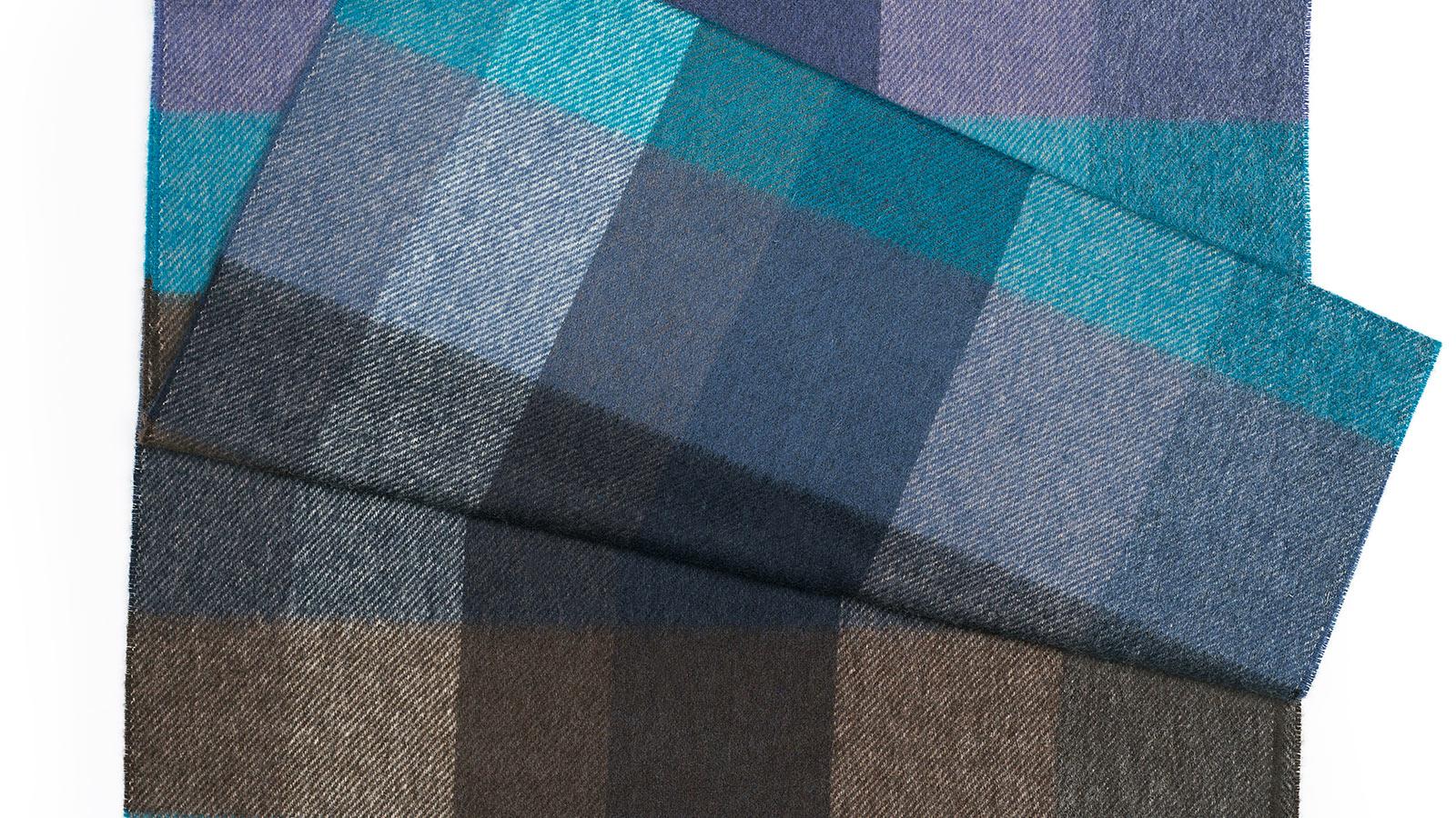 Blue & Green Check Wool Scarf - slider image 2