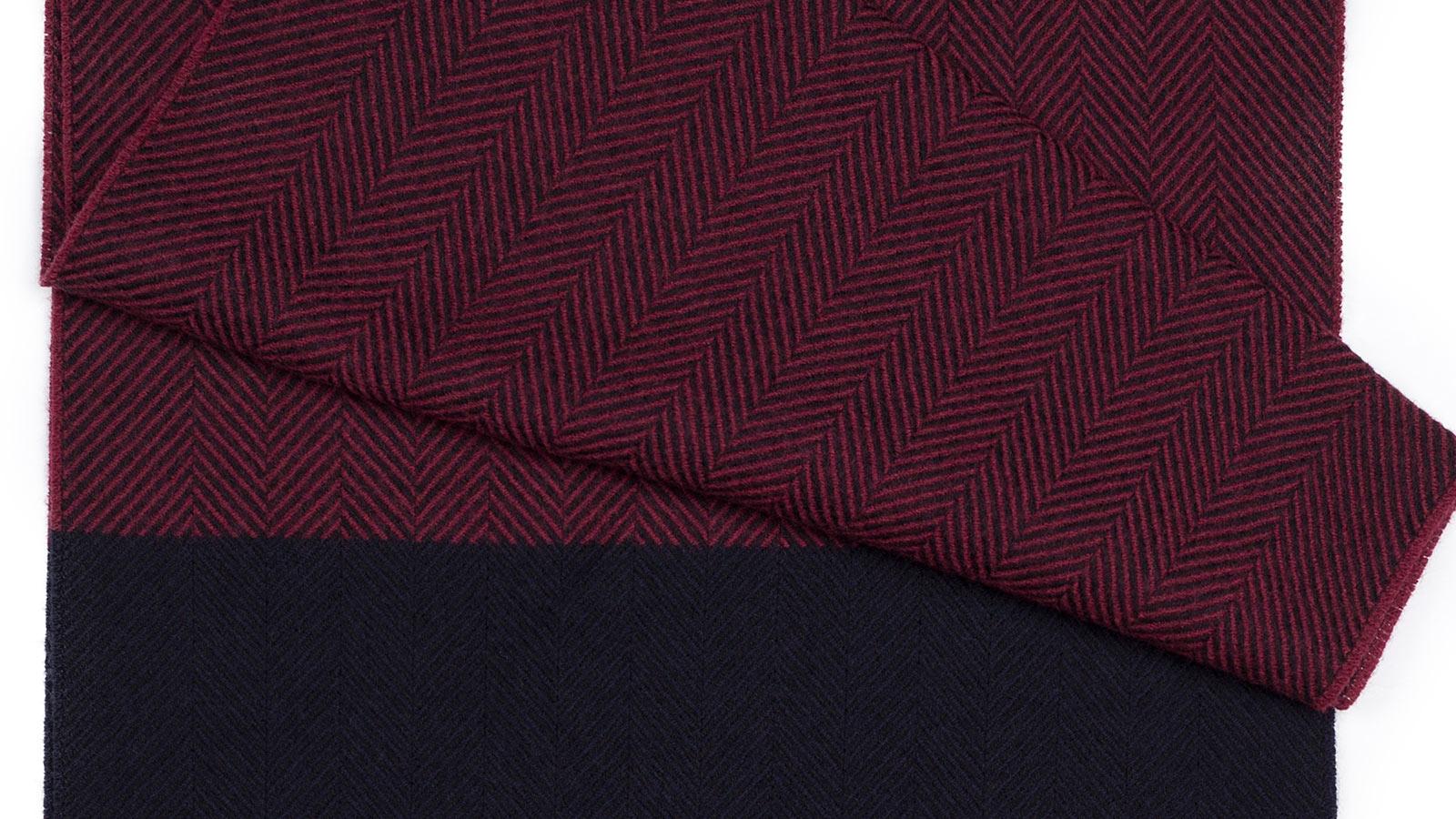 Burgundy & Navy Wool Scarf - slider image 2