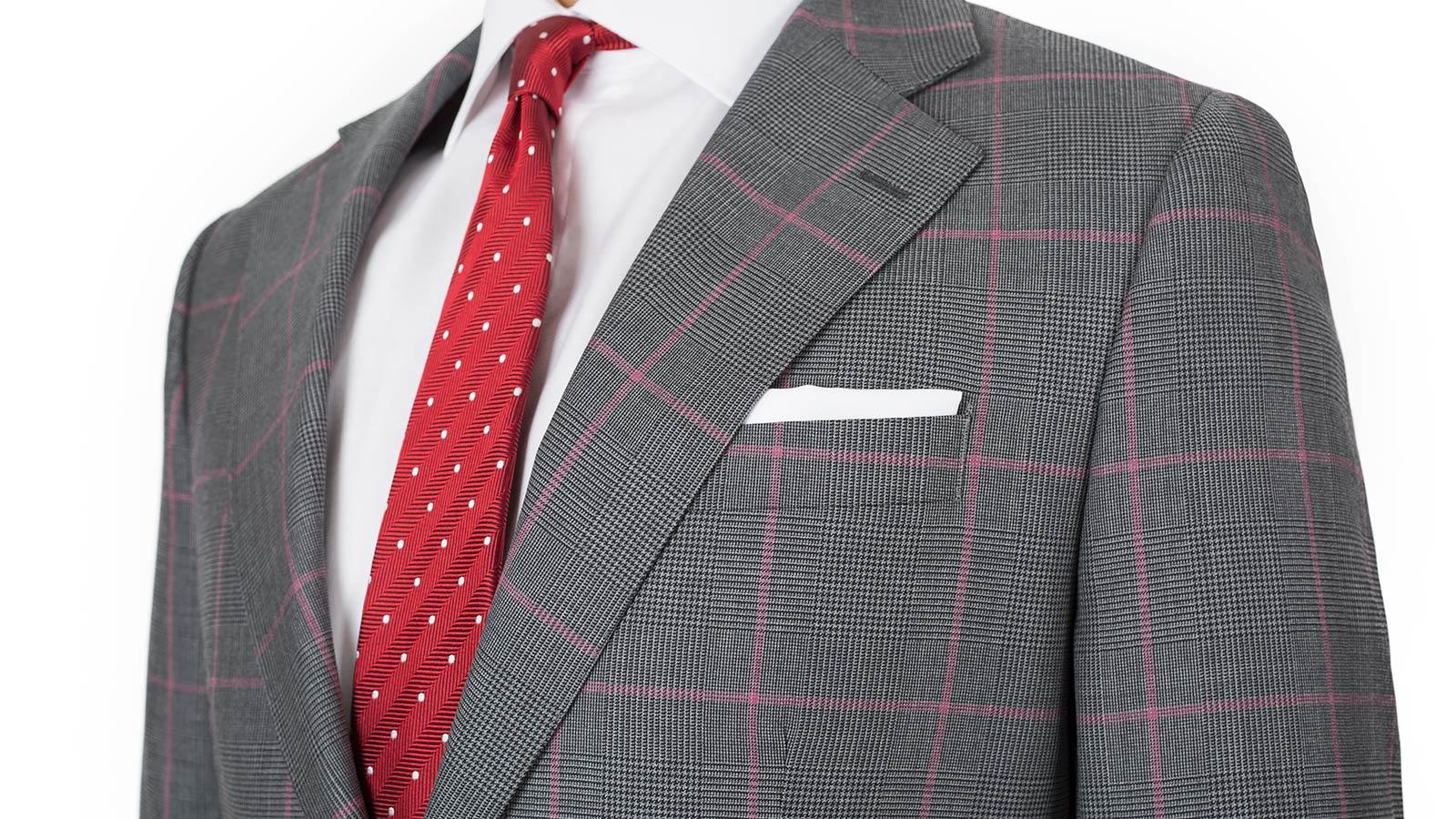 Vendetta Premium Grey & Coral Plaid Suit - slider image 2