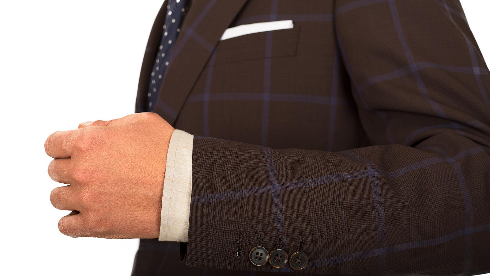 Blue Check Brown Suit - slider image 1