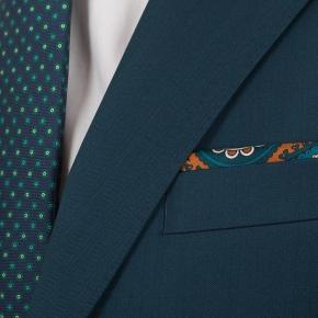 Teal Green Wool & Silk Suit - 1