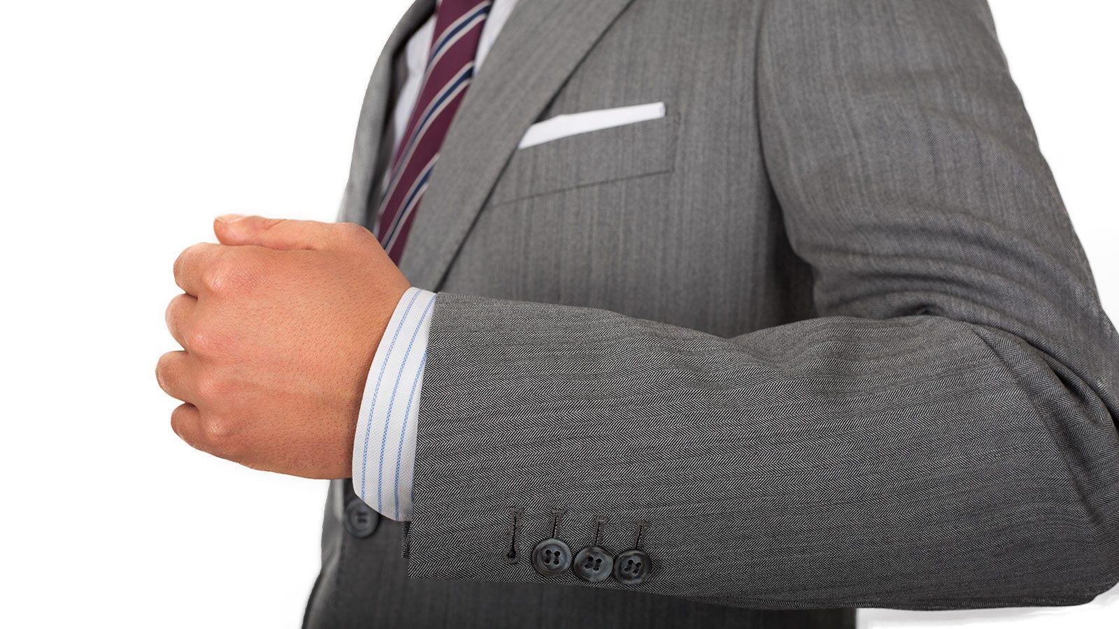 Grey Herringbone Suit - slider image 1