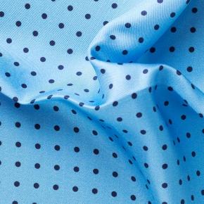 Sky Blue & Navy Dotted Italian 100% Silk Pocket Square - 0