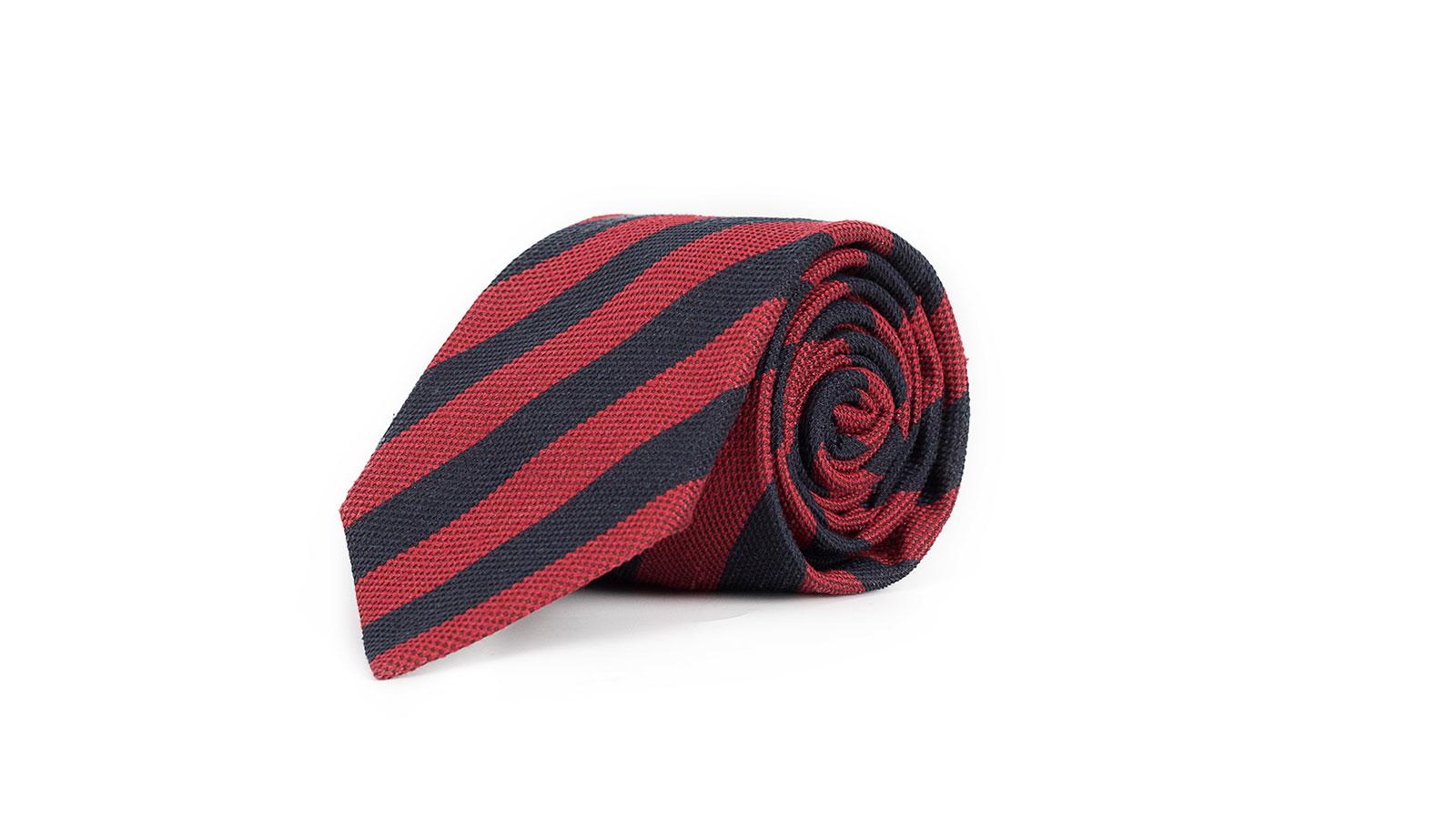 Navy & Red Bourette Silk Tie - slider image 