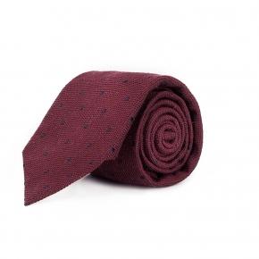 Red Dotted Bourette Silk Tie - 0