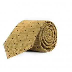 Gold Dotted Bourette Silk Tie - 0