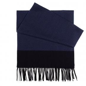 Navy & Blue Wool Scarf - thumbnail image 2