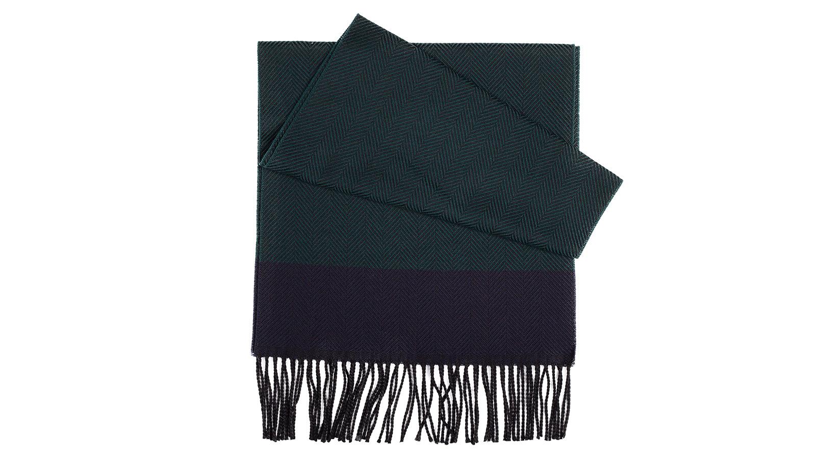 Green & Navy Wool Scarf - slider image 2