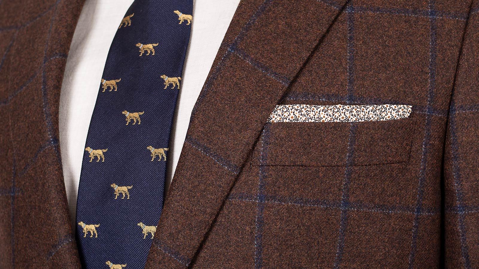 Blue Check Brown Wool & Cashmere Suit - slider image 1