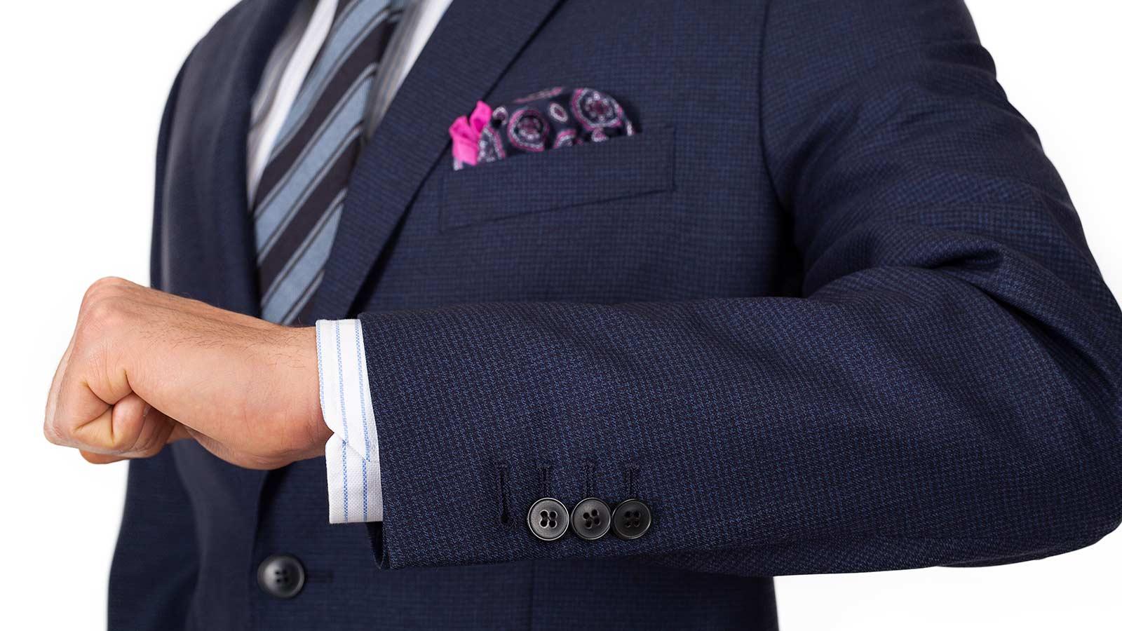 Navy Houndstooth Natural Stretch Suit - slider image 2