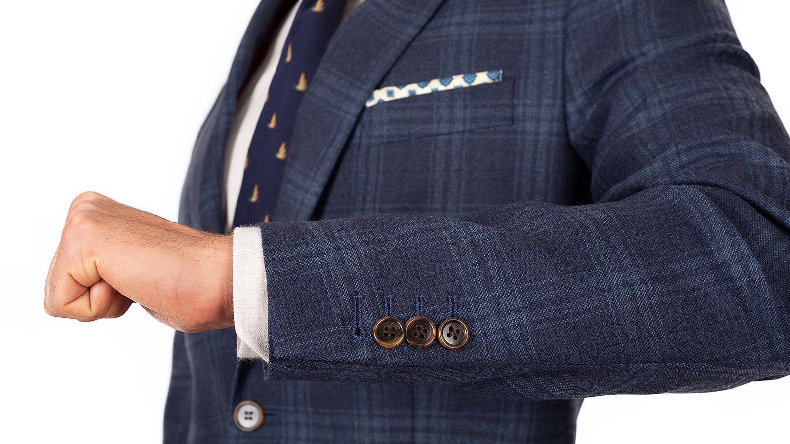 Steel Blue Check Wool & Cashmere Suit - slider image 2