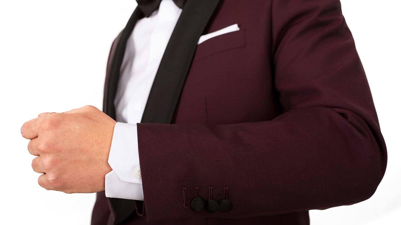 Burgundy Wool & Mohair Dinner Suit - slider image 2