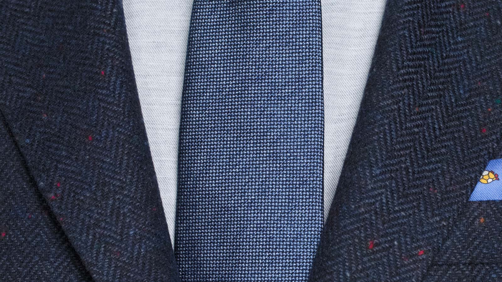Navy Donegal Herringbone Tweed Blazer