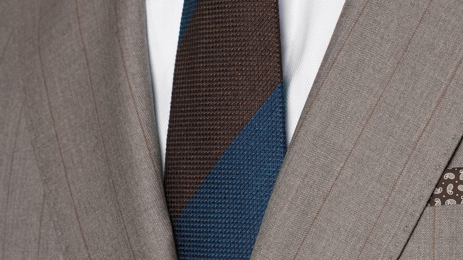 Vendetta Premium Warm Grey Brown Chalkstripe Suit - slider image 1