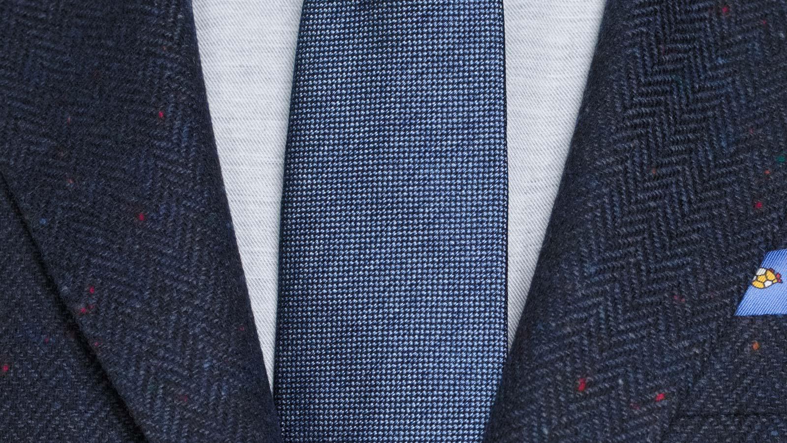 Navy Donegal Herringbone Tweed Blazer - slider image 1