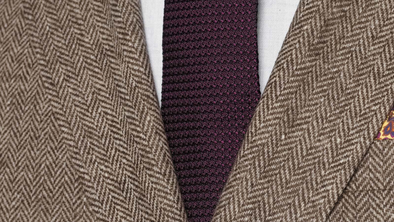 Brown Herringbone Natural Wool Tweed Blazer - slider image 1