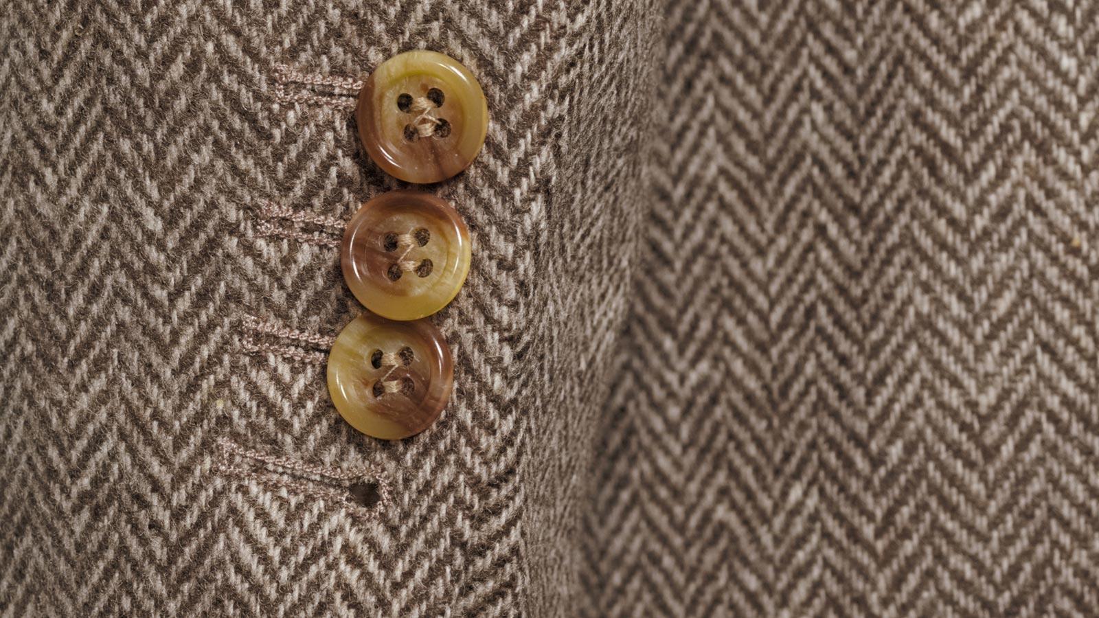 Brown Herringbone Natural Wool Tweed Blazer - slider image 2
