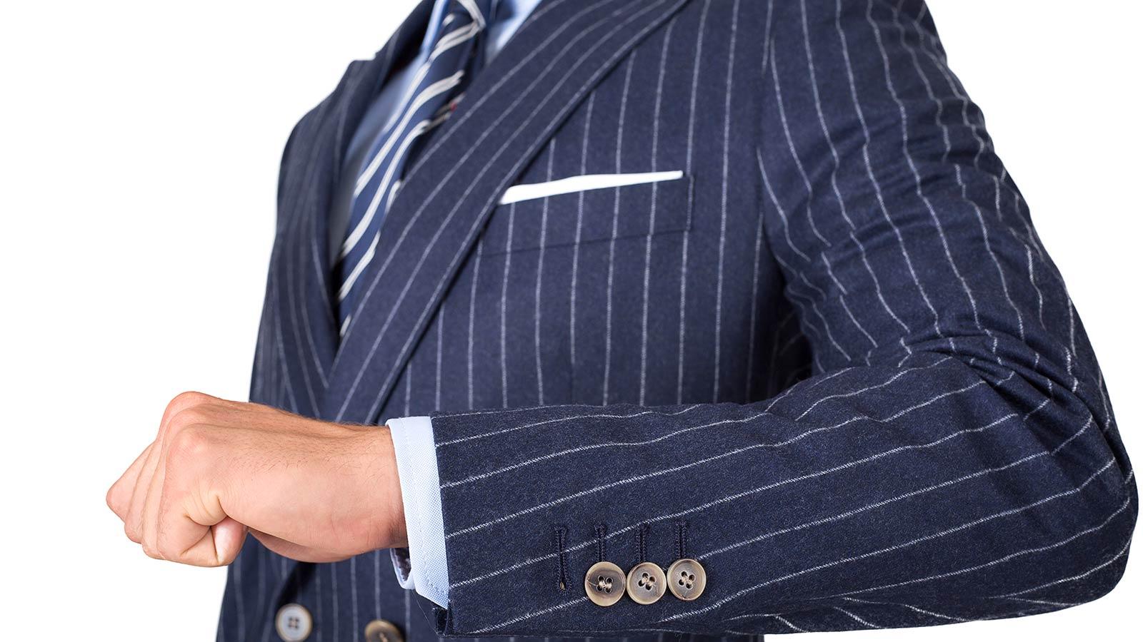 Blue Chalkstripe Wool Flannel Suit - slider image 2