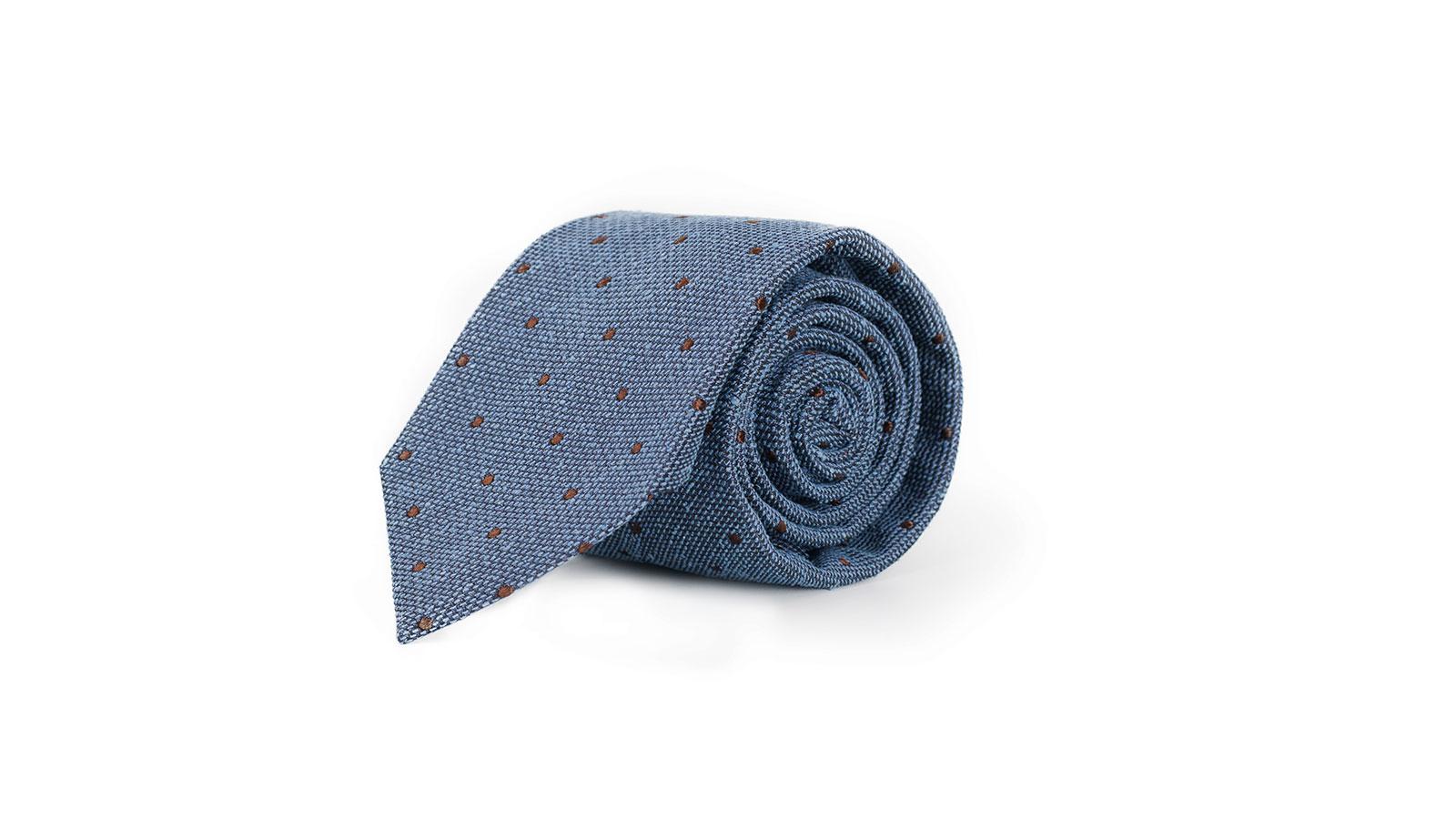 Light Blue Dotted Bourette Silk Tie - slider image 