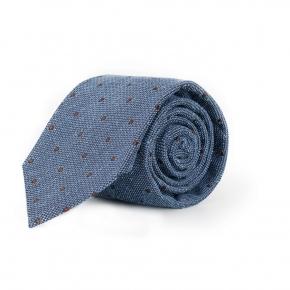 Light Blue Dotted Bourette Silk Tie - thumbnail image 1