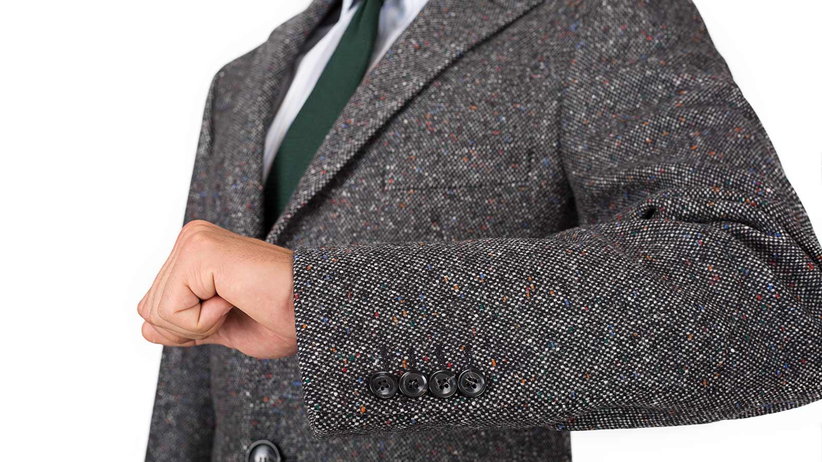 Coat in Charcoal Donegal Wool - slider image 2