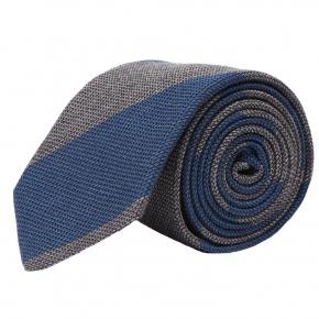 Blue & Grey Grenadine Silk Tie - thumbnail image 1