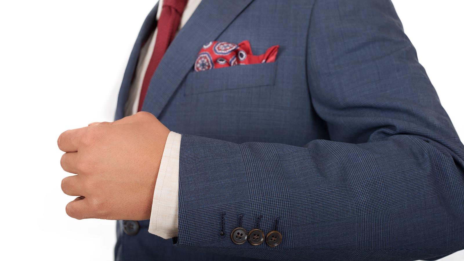 Denim Blue Plaid Suit - slider image 2