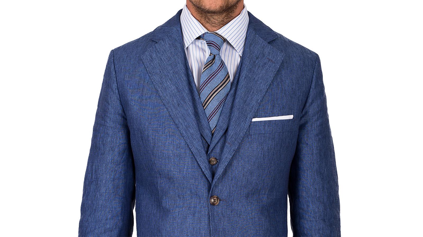 Sky Blue Linen 3 Piece Suit - slider image 2