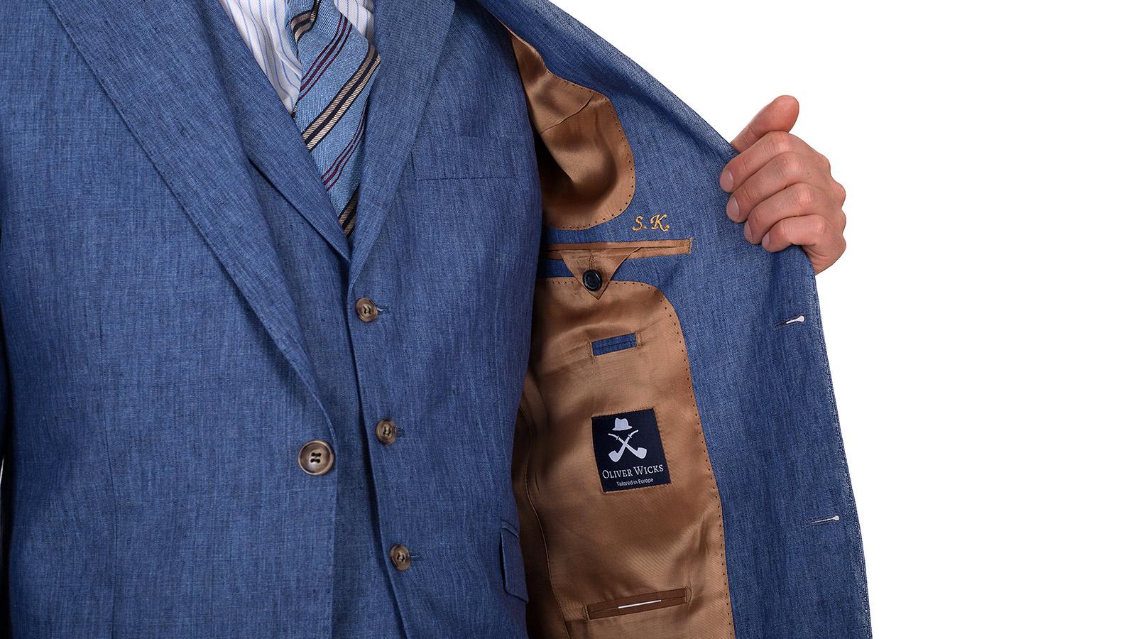 Sky Blue Linen 3 Piece Suit - slider image 4