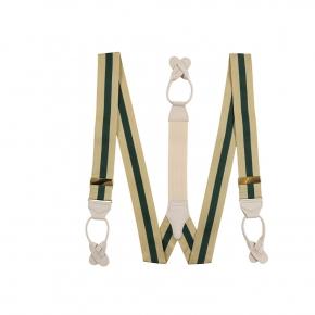 Beige & Green Striped Suspenders - thumbnail image 1