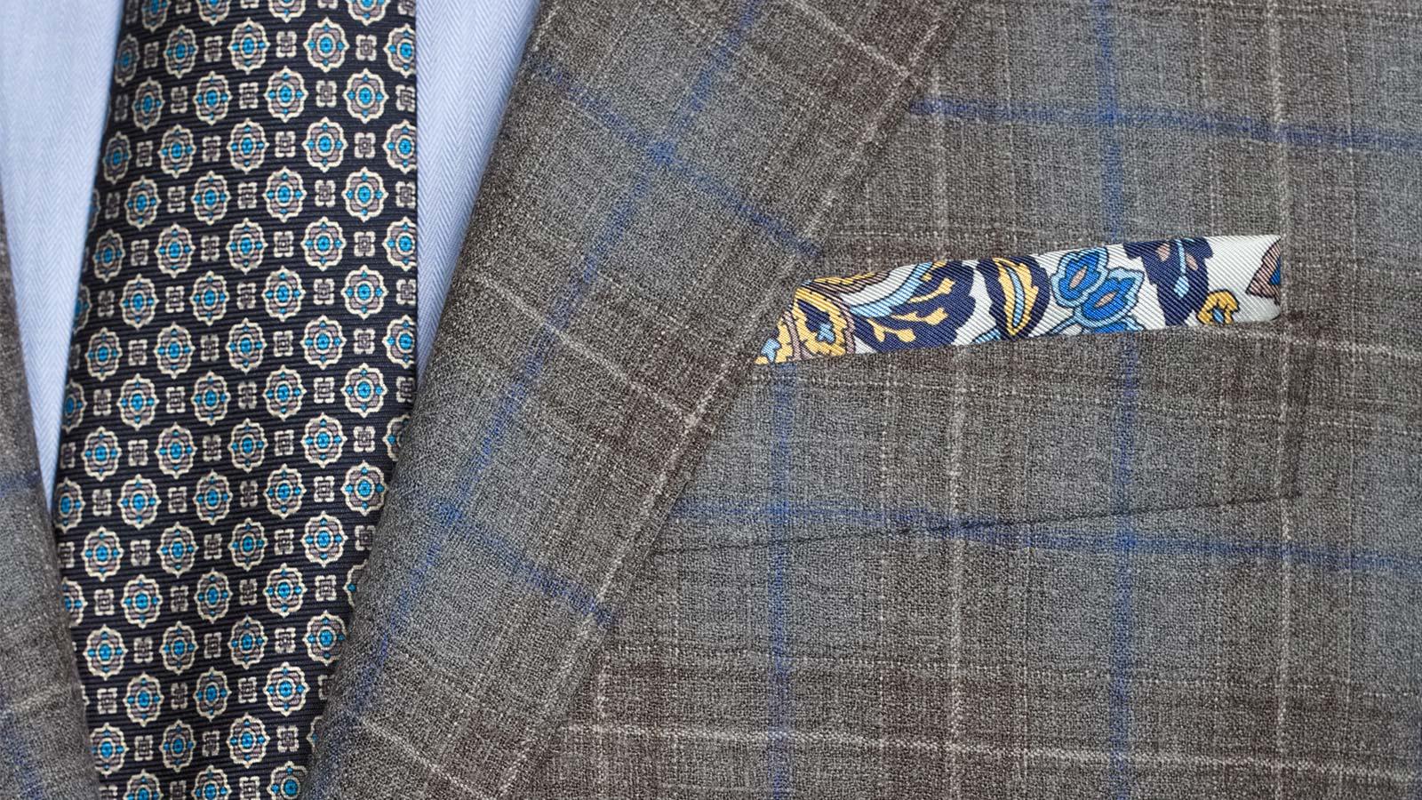 Blue Check Warm Grey Natural Stretch Blazer - slider image 2