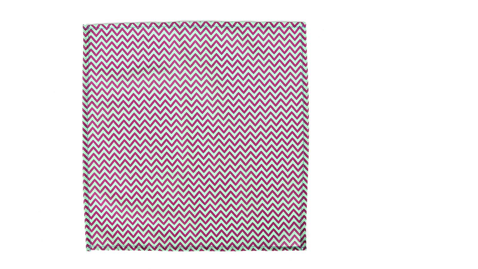 Pink & Green Chevron Patterned Pocket Square - slider image 2