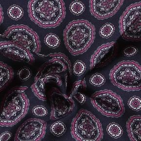 Navy & Pink Shapes Italian 100% Silk Pocket Square - thumbnail image 1