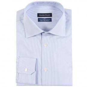 Light Blue Striped Micropattern Broadcloth Cotton Shirt - thumbnail image 1