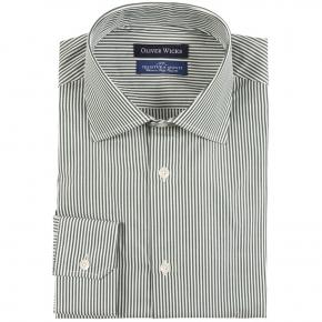 Green Striped Pinpoint Cotton Shirt - thumbnail image 1