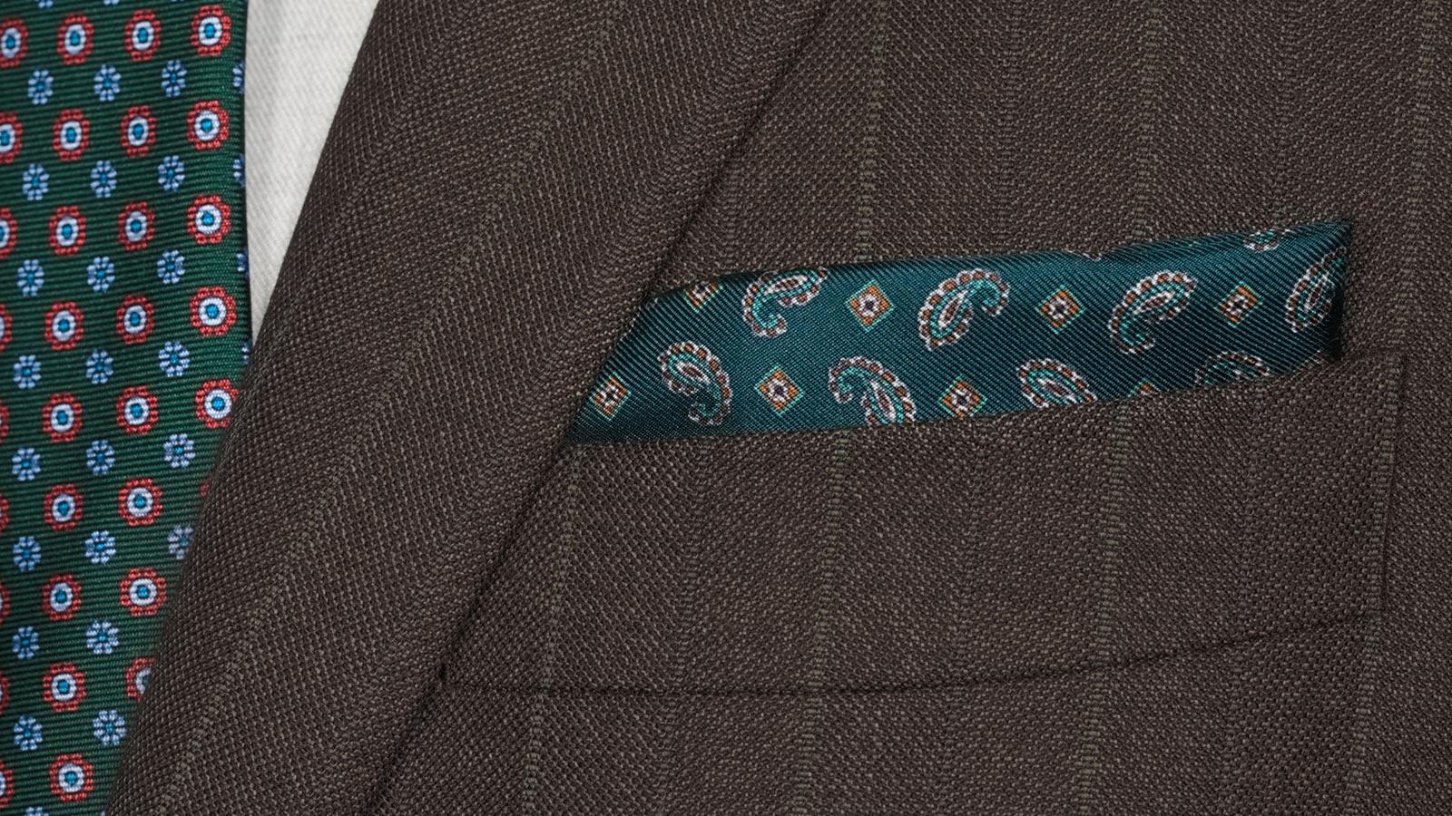 Traditionally Worsted Green Stripe Brown Suit - slider image 1