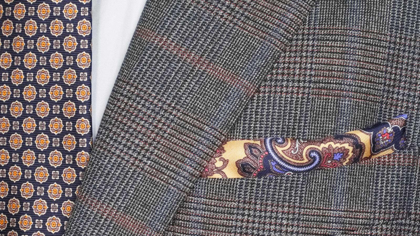 Grey Plaid with Red Overcheck Mouline Suit - slider image 2