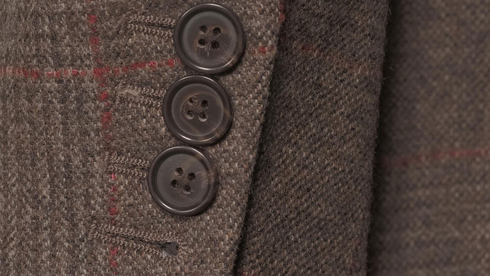 Brown Plaid with Red Overcheck Wool & Cashmere Blazer - slider image 2